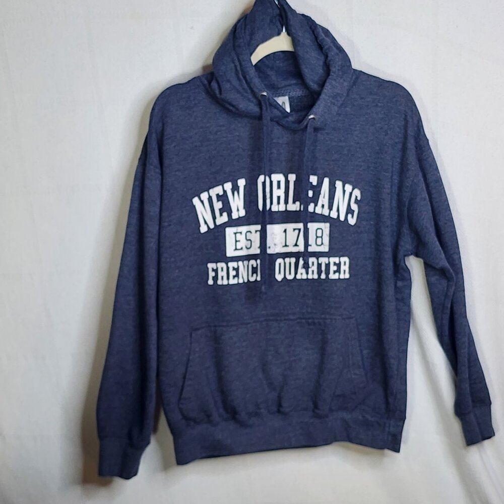 Esy Surf Co. Heather Midnight Blue New Orleans French Quarter Pullon Hoodie Sz M
